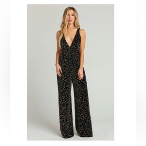 Show Me Your MuMu Black Velvet Leona Gold Glitter Cheetah Jumpsuit